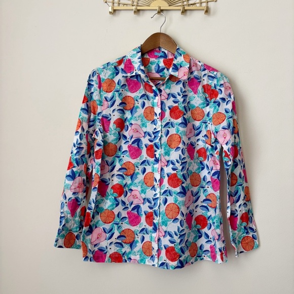 J. McLaughlin Lois Button Down Shirt Medium Fruit Print - Picture 9 of 9